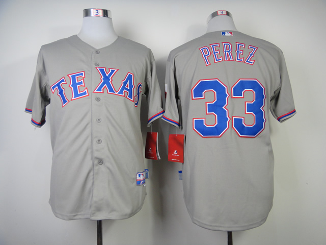 Men Texas Rangers #33 Perez Grey MLB Jerseys->texas rangers->MLB Jersey